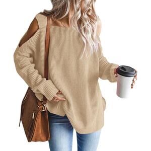 New Size XL Cold Shoulder, Batwing, Oversized, Slouchy, Tunic Sweater